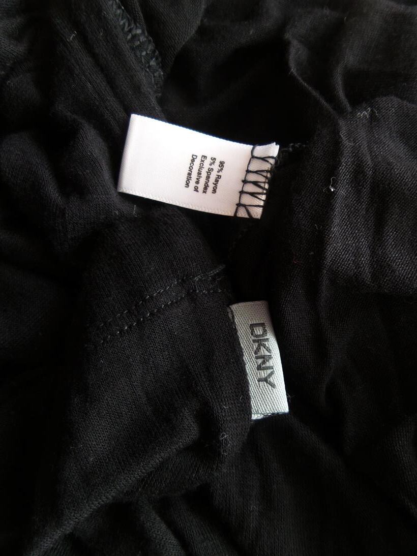 Dkny Rozmiar M Kolor Czarny Dekolt U Bluzka Długi rękaw Materiał Rayon