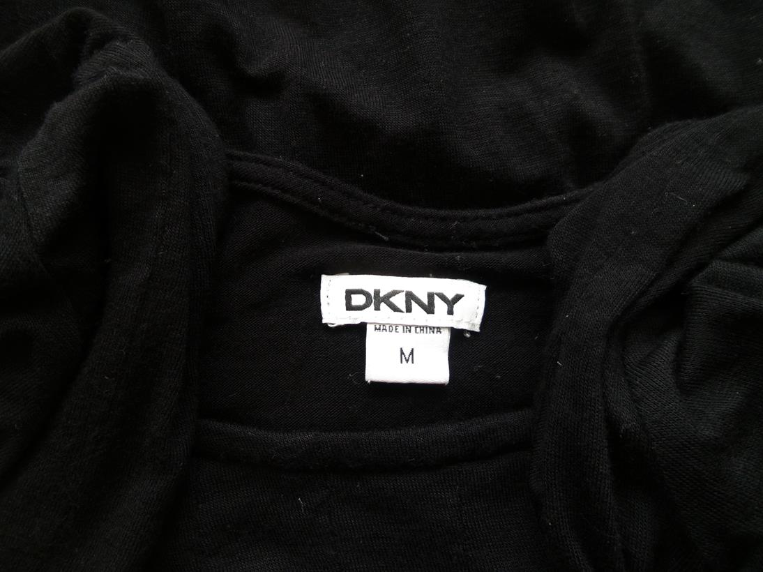 Dkny Rozmiar M Kolor Czarny Dekolt U Bluzka Długi rękaw Materiał Rayon