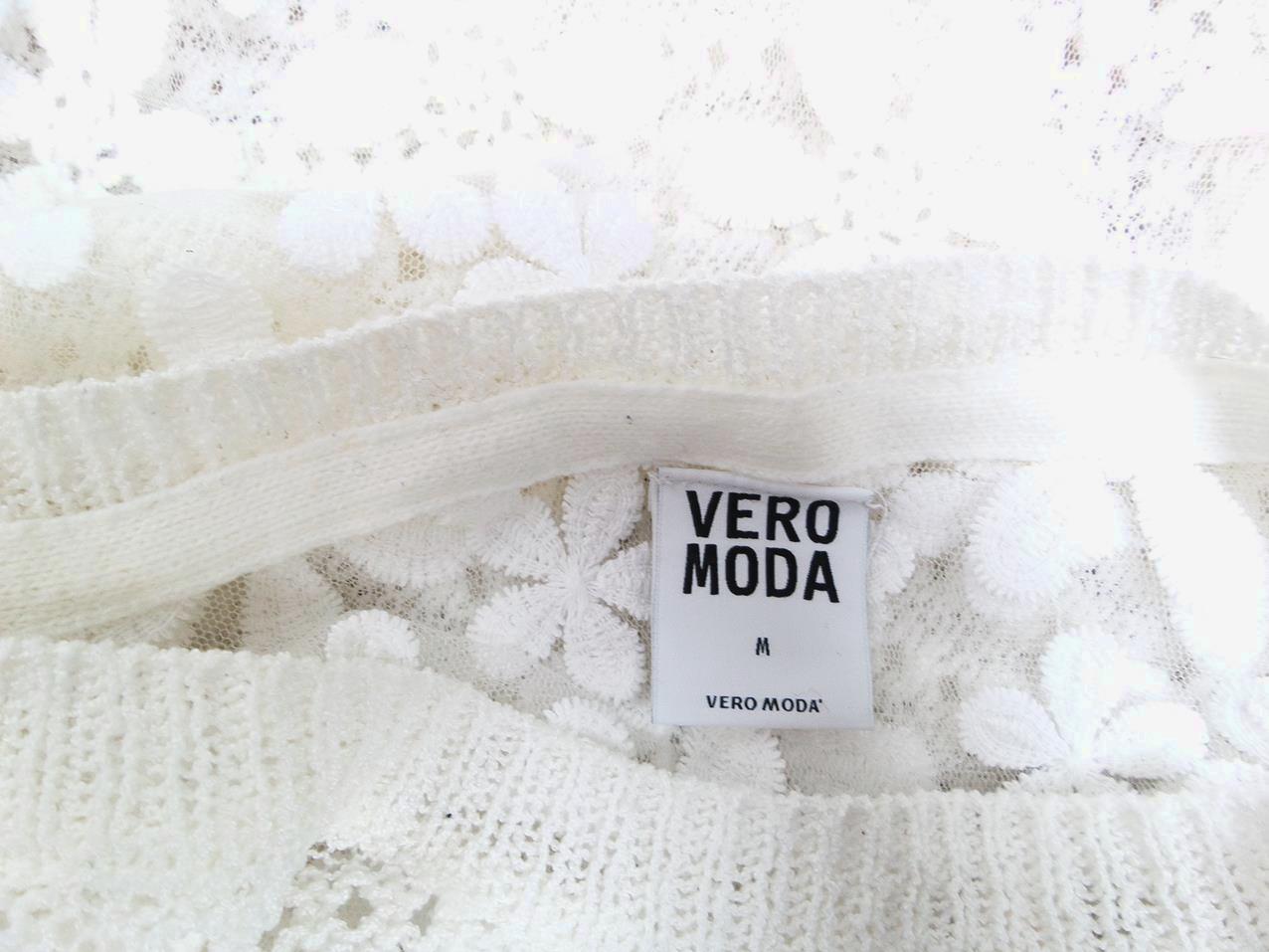 Vero moda Rozmiar M Kolor Kremowy Głęboki Serek Sweter Krótki rękaw