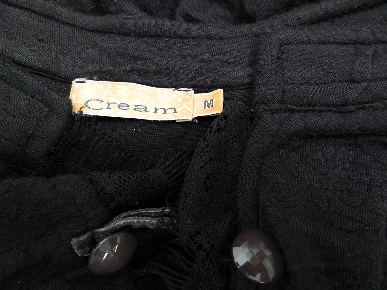 Cream Rozmiar M Split Crew Neck Tunika Zapinana Bluzka Długi rękaw Materiał Wiskoza