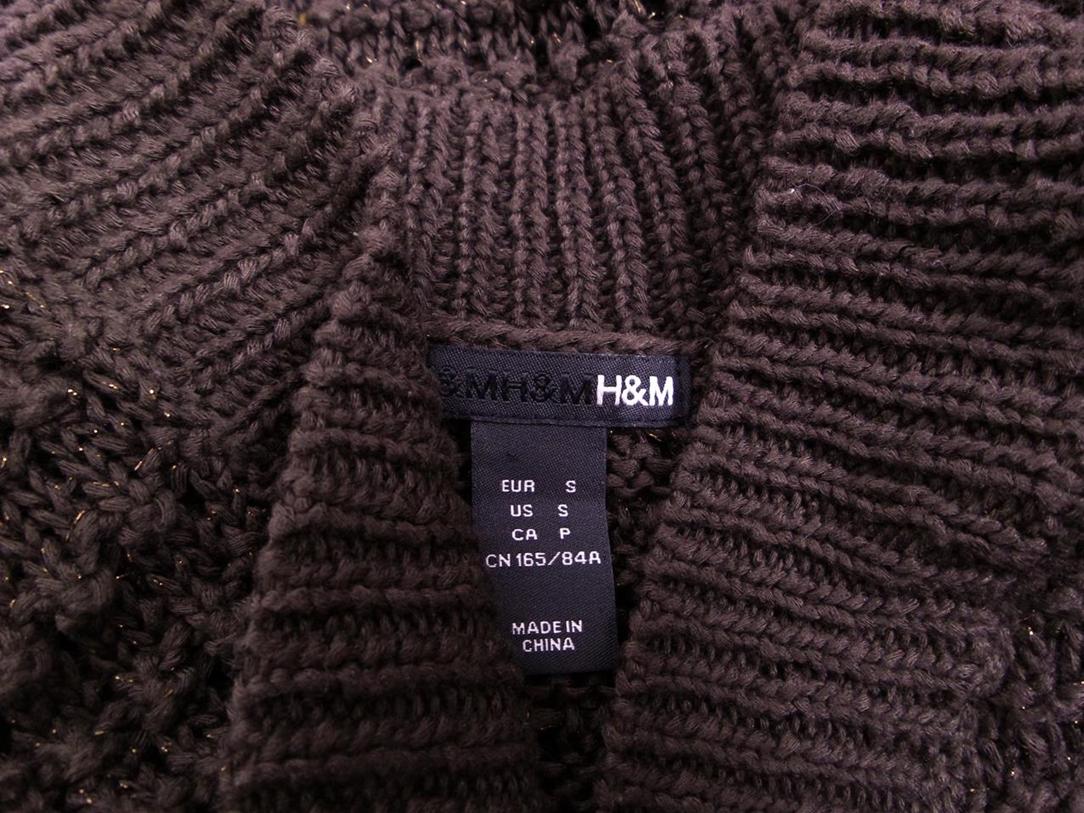 H&m Rozmiar S Kolor Brązowy Okrągły dekolt Bolerko Kardigan Krótki rękaw Otwarta dzianina