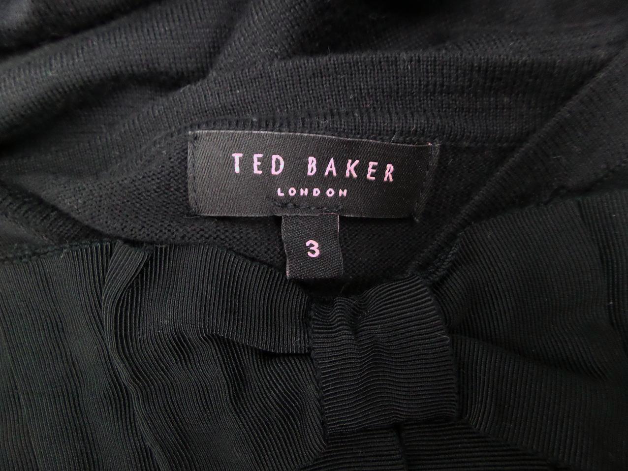 Ted Baker London Rozmiar 3 (40) Kolor Czarny W serek Sukienka Ołówkowa Krótki rękaw Do Kolan Materiał Bawełna 100%