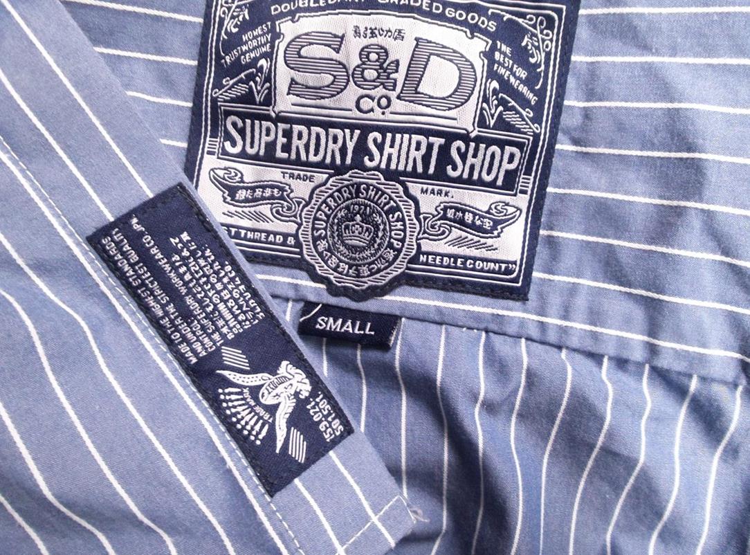 Superdry Rozmiar S Kolor Niebieski Kołnierz Męska Koszula Casual Długi rękaw Materiał Bawełna 100%