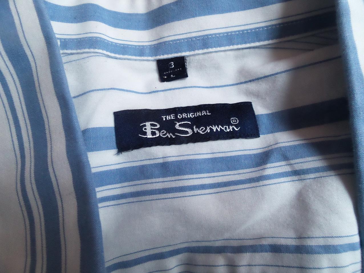 BEN SHERMAN Rozmiar L Kołnierz Męska Koszula Casual Krótki rękaw Materiał Bawełna