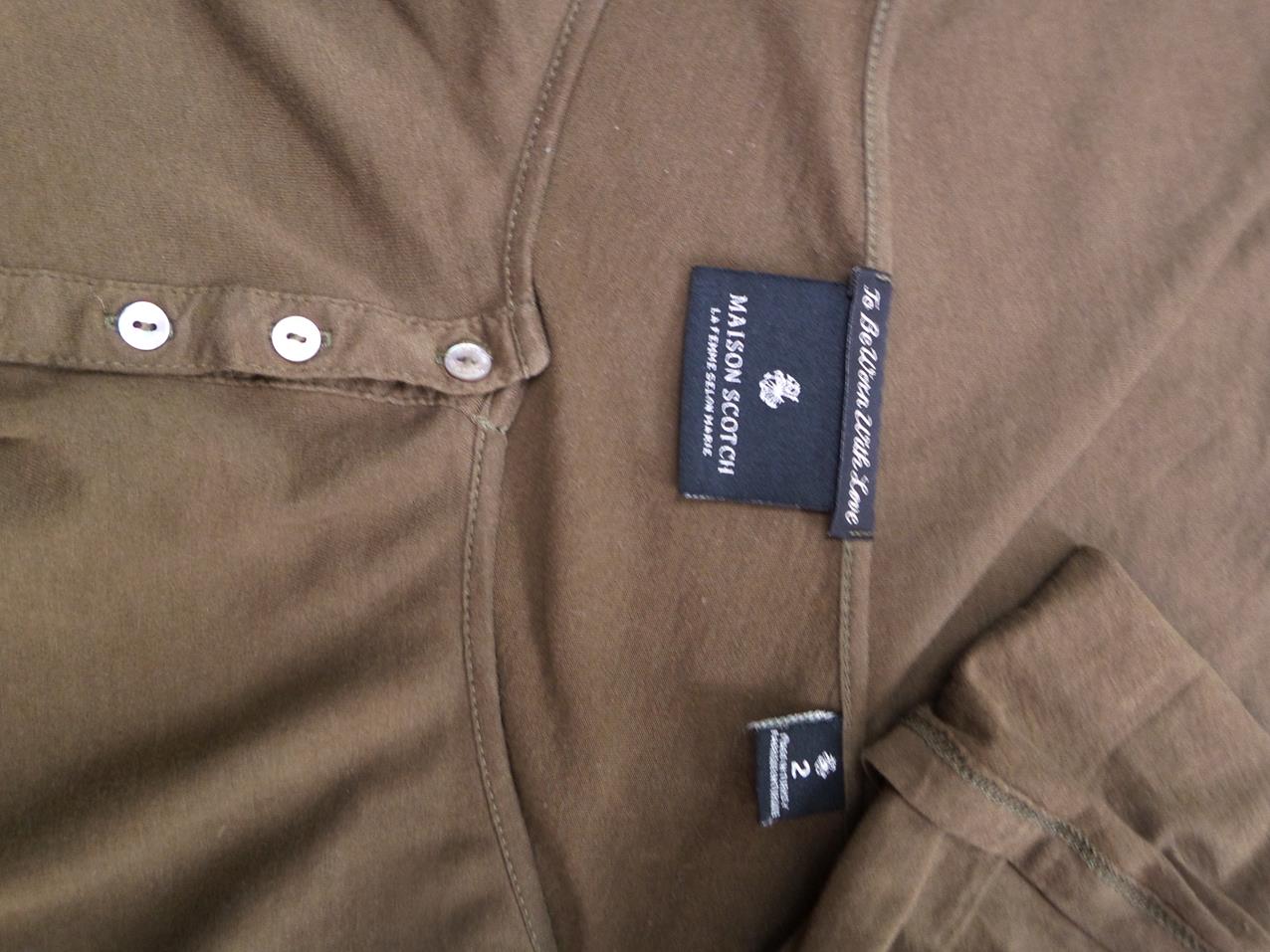 Maison scotch Rozmiar S Kolor Khaki Dekolt U Tunika Popover Bluzka Długi rękaw Materiał Bawełna