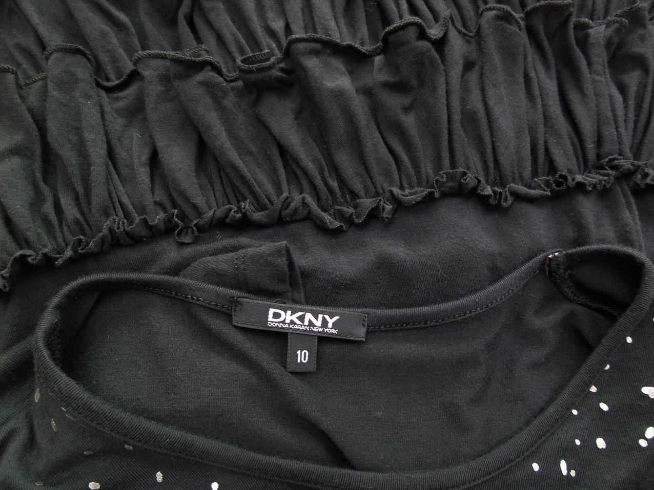 Dkny Rozmiar 10 (38) Kolor Czarny Okrągły dekolt Tunika Bluzka Długi rękaw Materiał Wiskoza