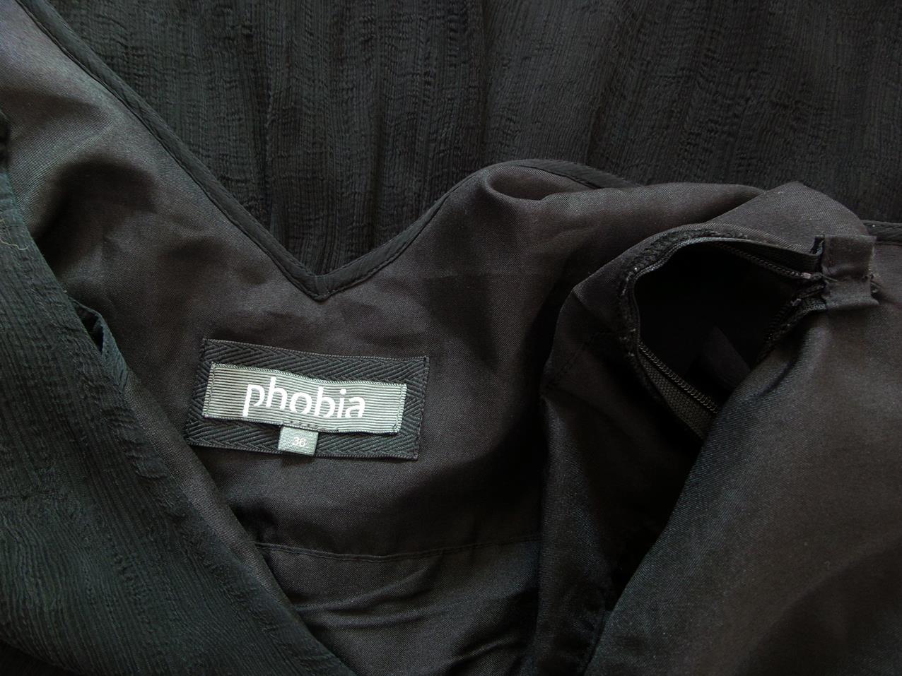 Phobia Rozmiar 36 Kolor Czarny W serek Sukienka Sheath Bezrękawnik Midi Materiał Wiskoza