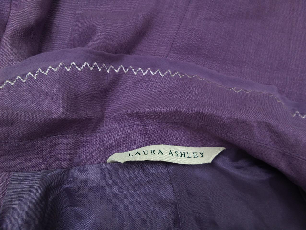 Laura ashley Rozmiar 345 Kolor Lawendowy Kołnierz Żakiet z zapięciem Rękaw 3/4 Materiał Len