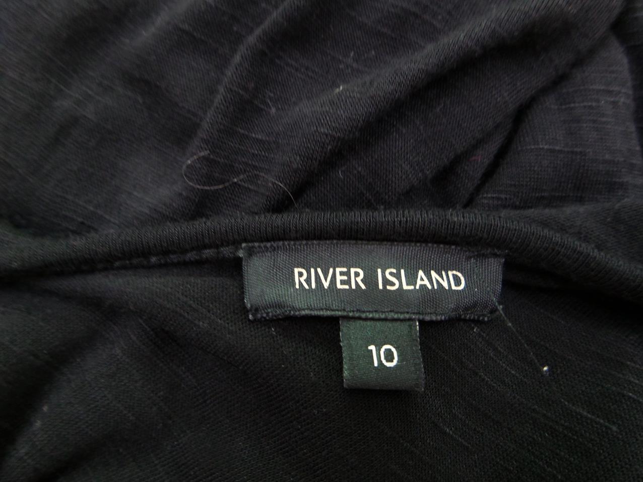 River island Rozmiar 36 Kolor Czarny Okrągły dekolt Sukienka Ołówkowa Krótki rękaw Materiał Wiskoza