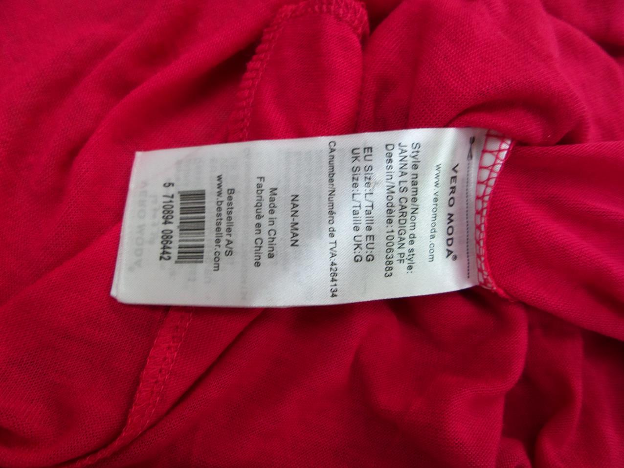 Vero moda Rozmiar L Kolor Purpurowy W serek Długi Otwarty Kardigan Długi rękaw Cienka dzianina