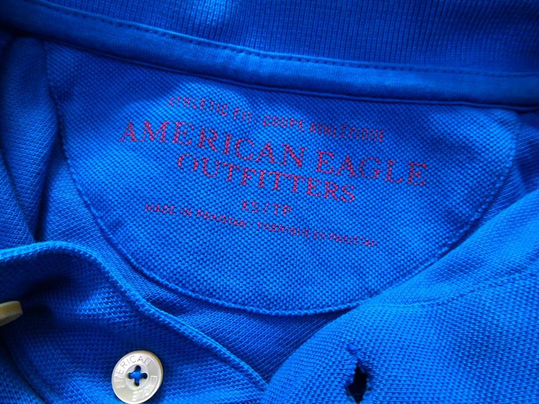 American Eagle Rozmiar XS Kolor Granatowy Kołnierz Męska Koszula Polo Krótki rękaw Materiał Bawełna