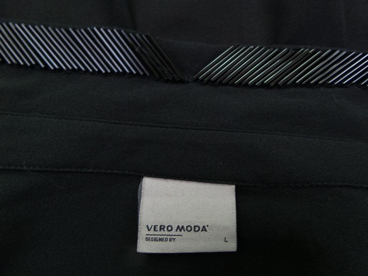 Vero moda Rozmiar L Kolor Czarny Kołnierz Koszula Zapinana Bluzka Długi rękaw