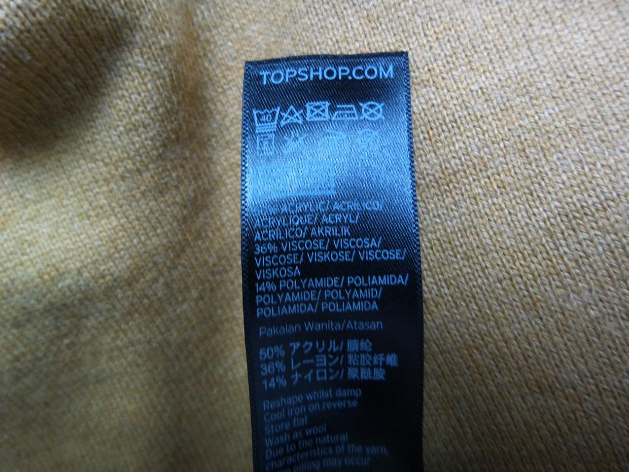 Topshop Rozmiar 34 Kolor Beżowy Pół golf Długi Sweter Tunika Długi rękaw Materiał Akryl