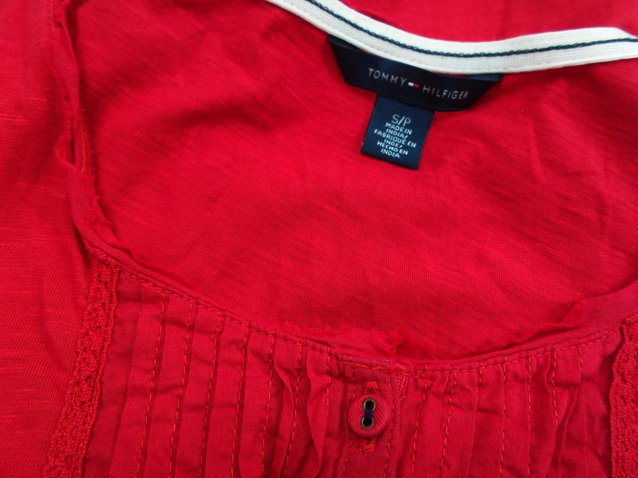 Tommy hilfiger Rozmiar S Kolor Czerwony Kwadratowy dekolt Bluzka Bezrękawnik Materiał Bawełna 100%