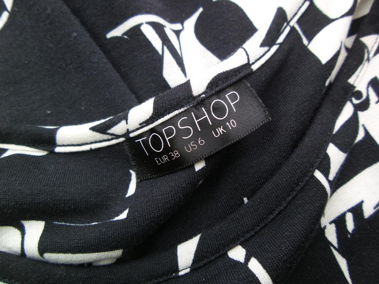 Topshop Rozmiar 38 Kolor Czarny Okrągły dekolt Sukienka Bodycon Długi rękaw Midi