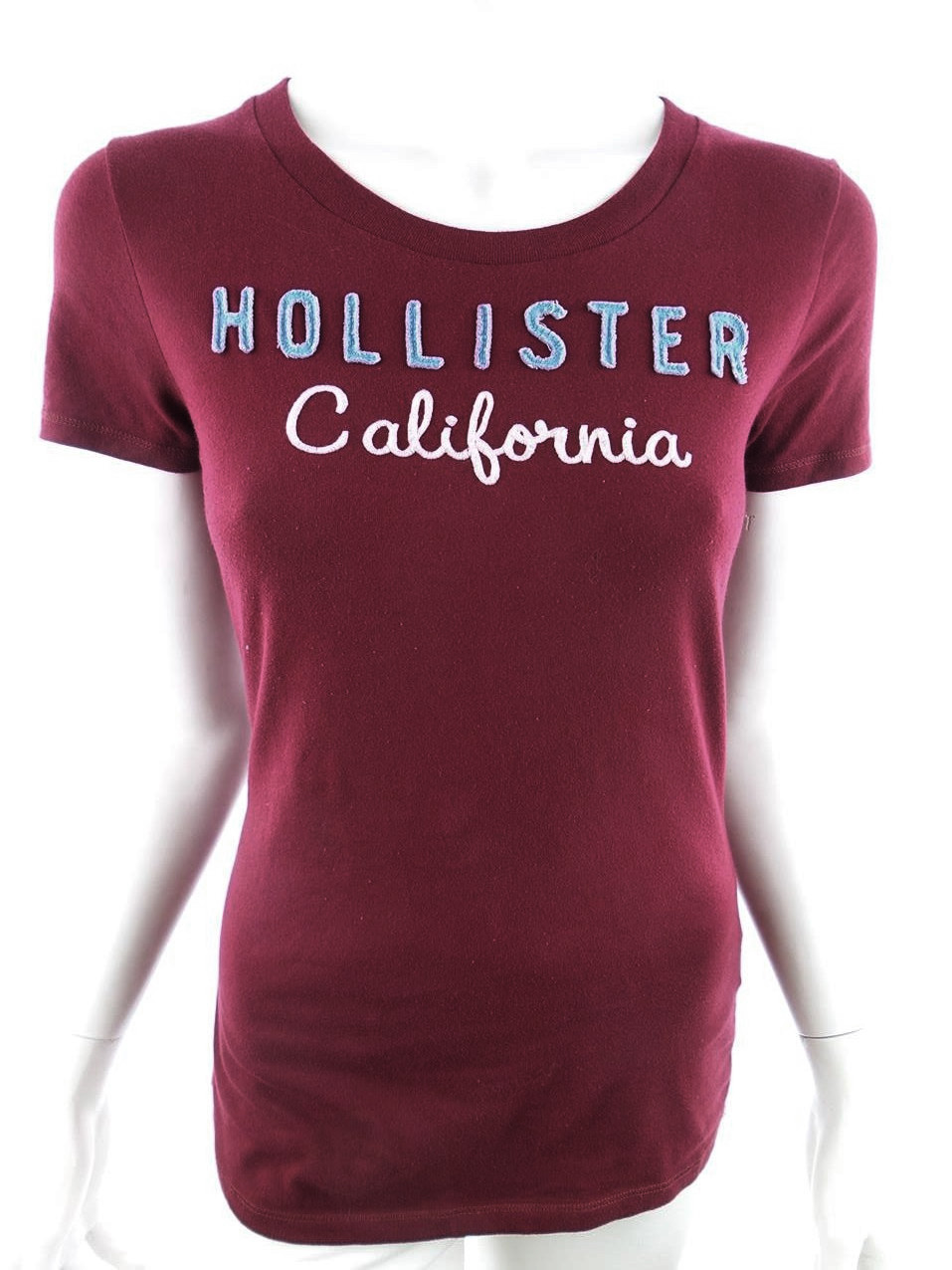 Hollister Rozmiar M Kolor Bordowy Okrągły dekolt T-Shirt Krótki rękaw Materiał Bawełna