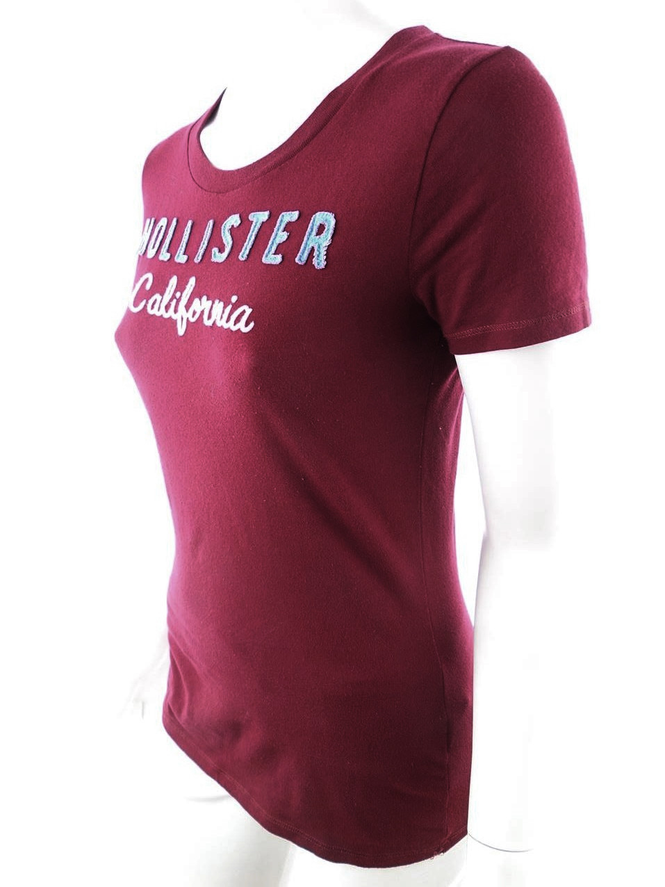 Hollister Rozmiar M Kolor Bordowy Okrągły dekolt T-Shirt Krótki rękaw Materiał Bawełna