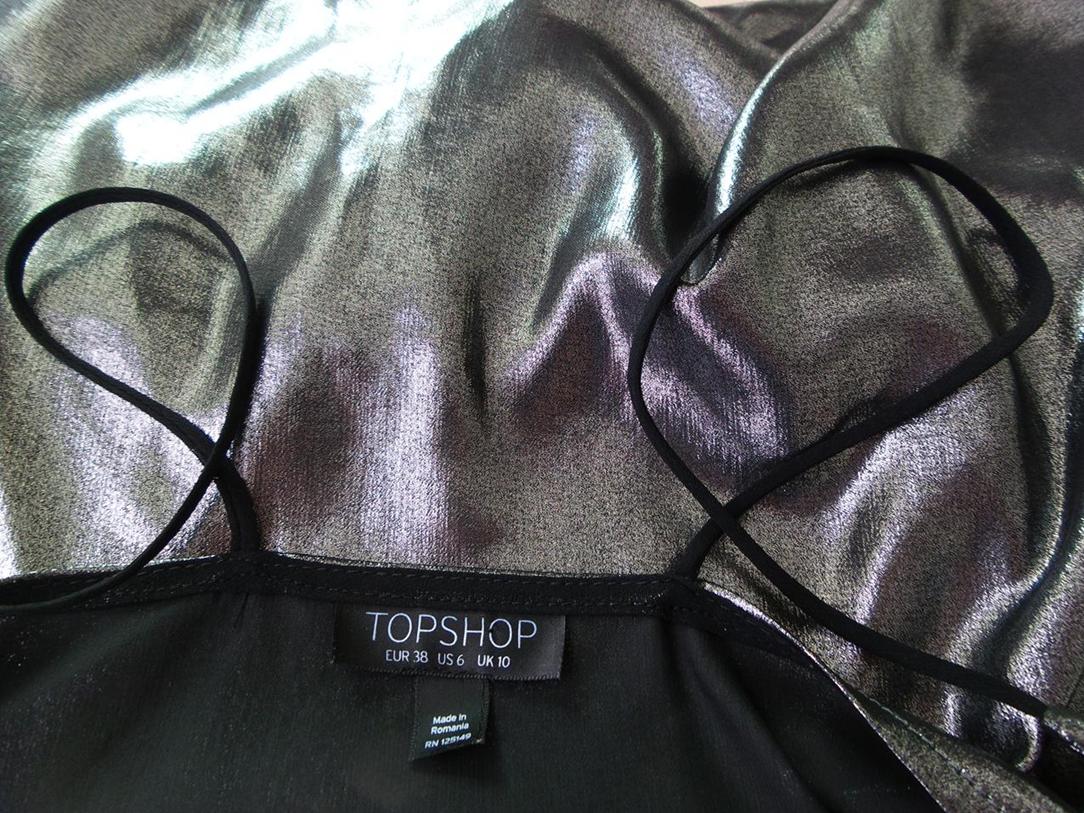 Topshop Rozmiar 38 Kolor Srebrny Dekolt Serce Bluzka Bezrękawnik