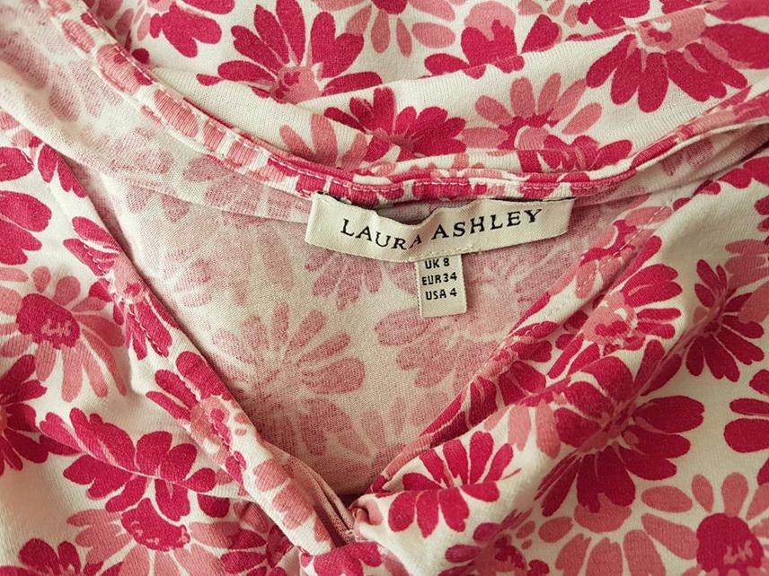 Laura ashley Rozmiar 34 Kolor Różowy W serek Bluzka Krótki rękaw Materiał Wiskoza