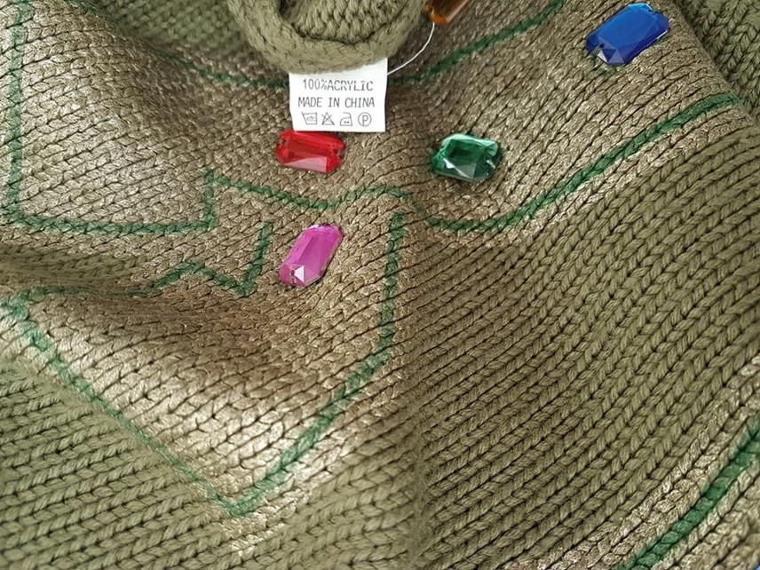 Boohoo Rozmiar L Kolor Khaki W łódkę Sweter Długi rękaw Materiał Akryl 100% Cienka dzianina