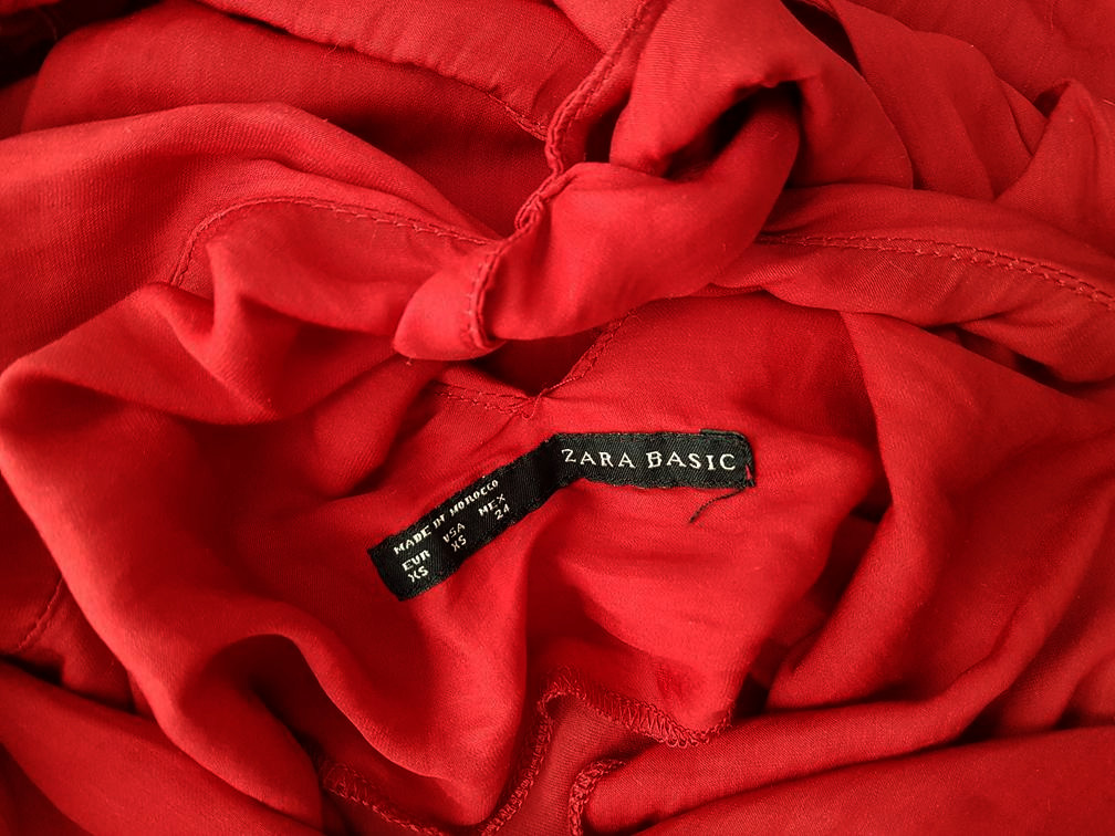 ZARA BASIC Rozmiar XS Kolor Czerwony W serek Bluzka Bezrękawnik