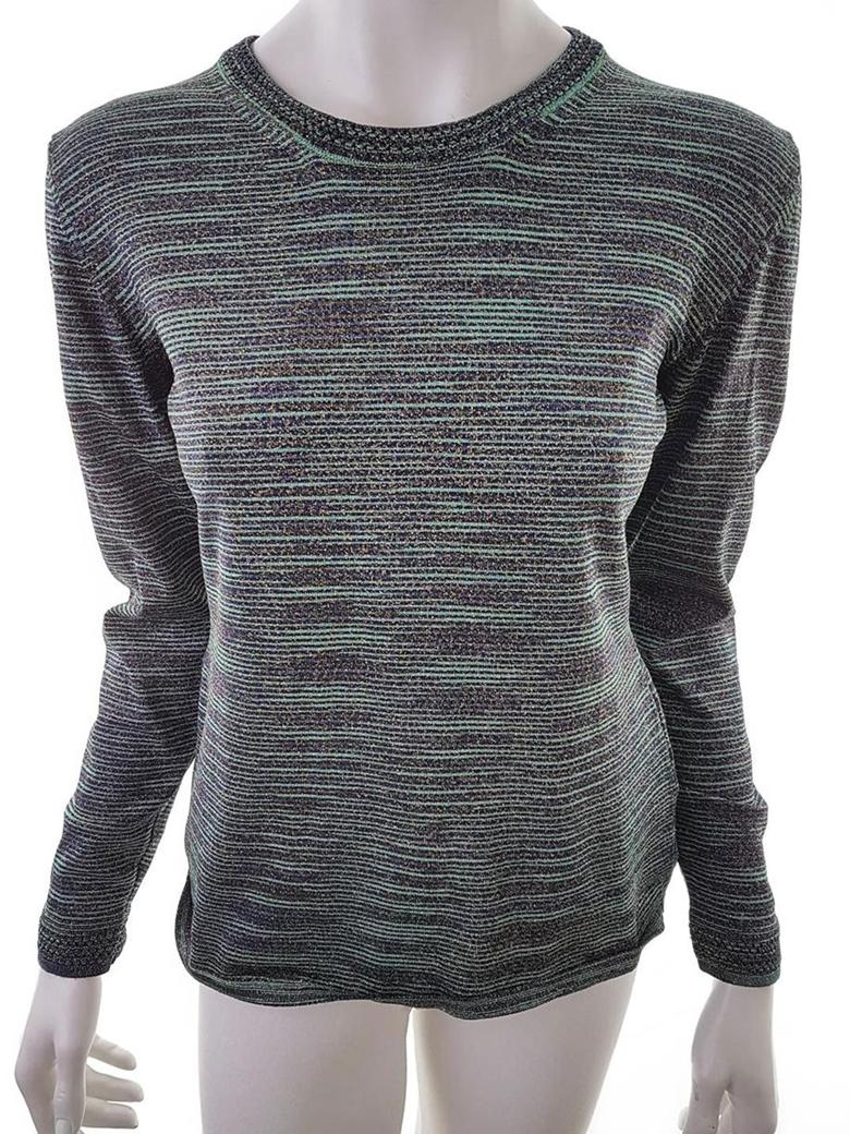 Missoni Rozmiar 46 Kolor Zielony Pasy Crew Neck Sweter Długi rękaw