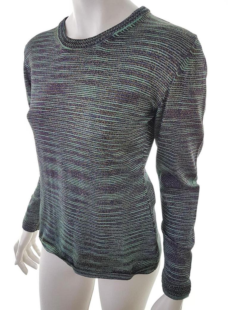 Missoni Rozmiar 46 Kolor Zielony Pasy Crew Neck Sweter Długi rękaw