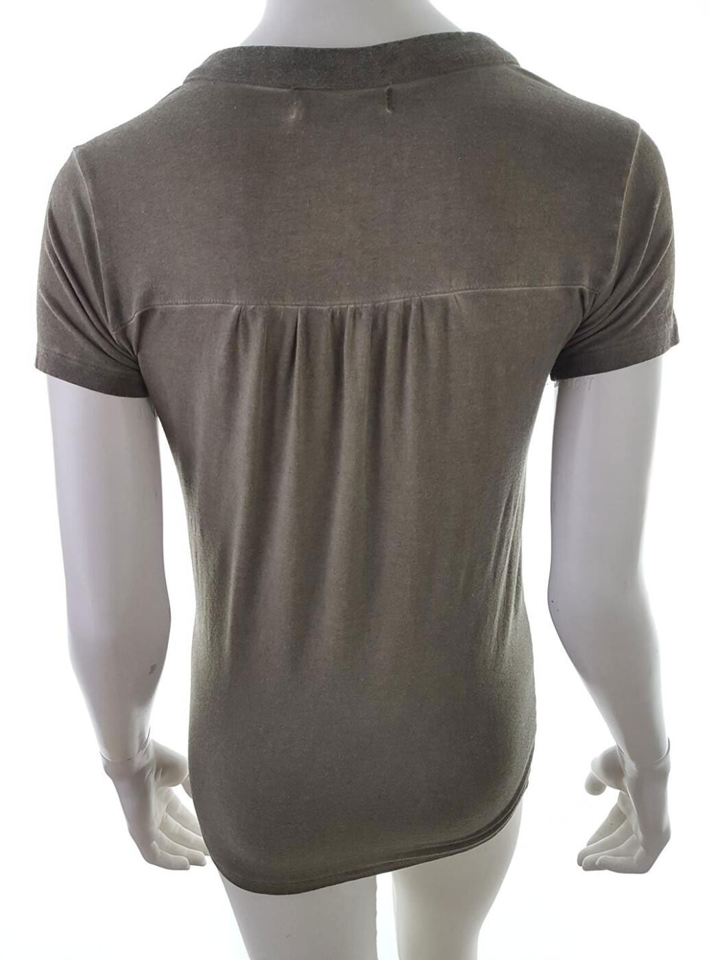 COPENHAGEN LUXE Rozmiar S Kolor Khaki Split Crew Neck Bluzka Krótki rękaw Materiał Modal