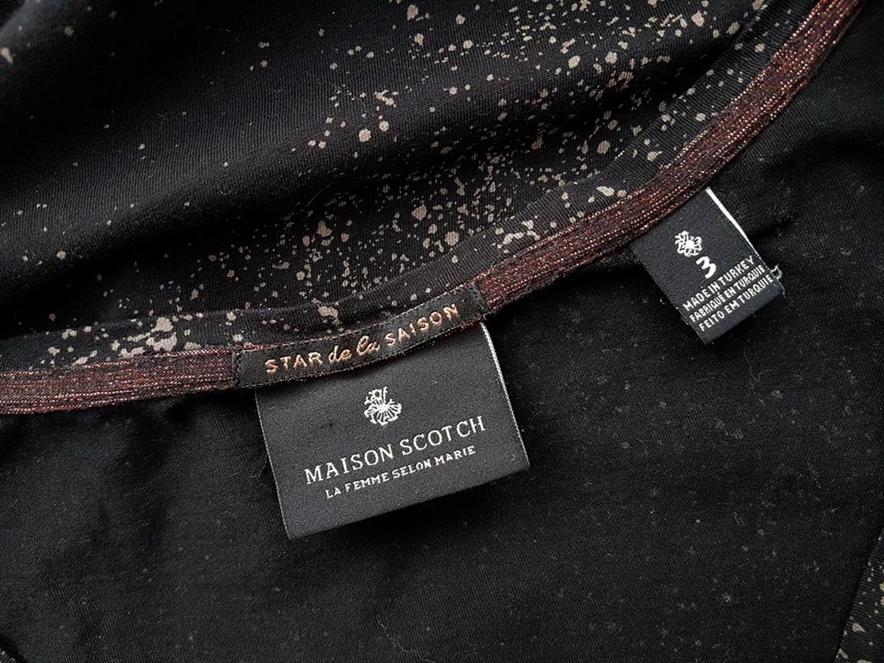 Maison scotch Rozmiar 3 Kolor Czarny Dekolt U Tunika Bluzka Krótki rękaw Materiał Bawełna 100%