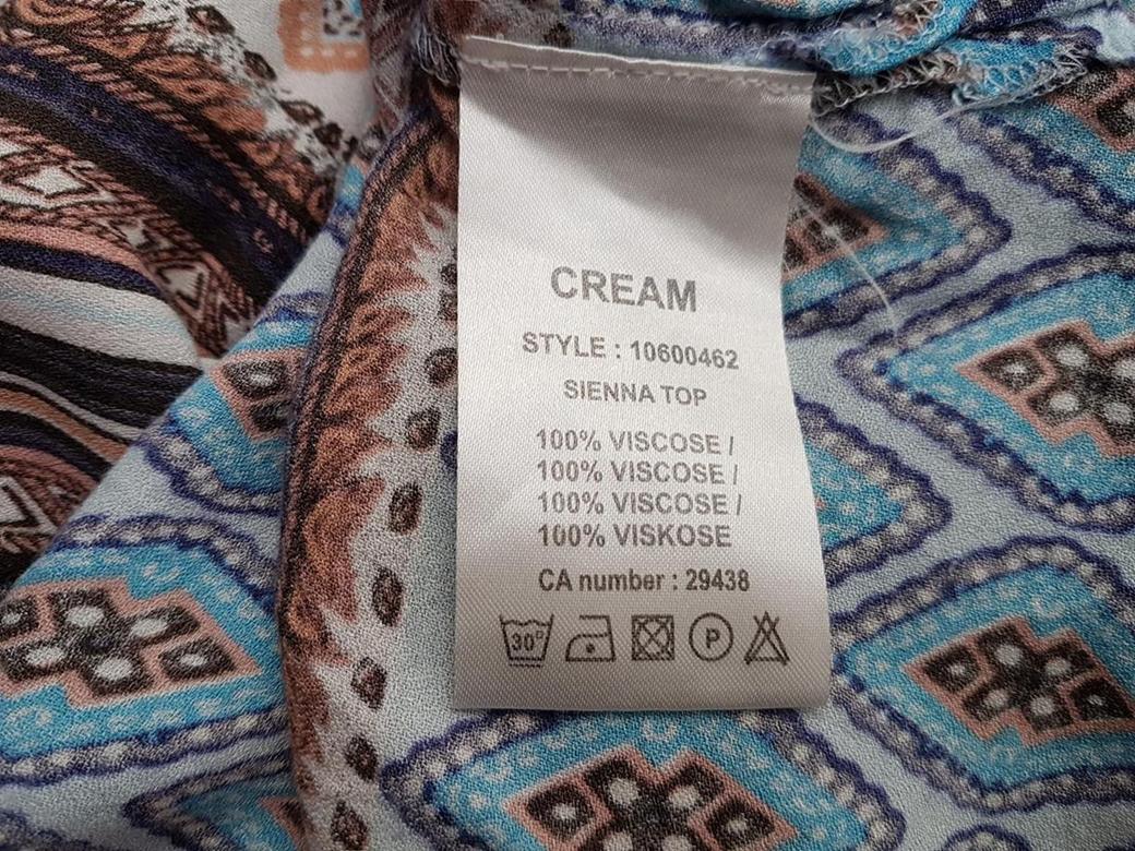 Cream Rozmiar 36 Kolor Niebieski Abstrakcja Okrągły dekolt Tunika Bluzka Krótki rękaw Materiał Wiskoza 100%