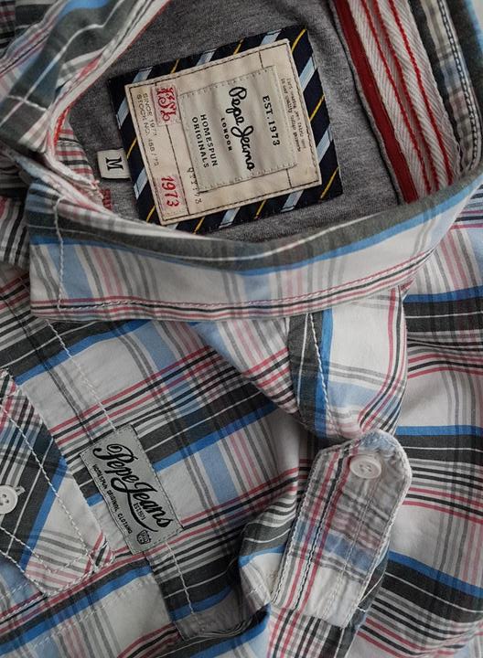 Pepe jeans Rozmiar M Kolor Niebieski Kołnierz Męska Koszula Casual Krótki rękaw Materiał Bawełna 100%