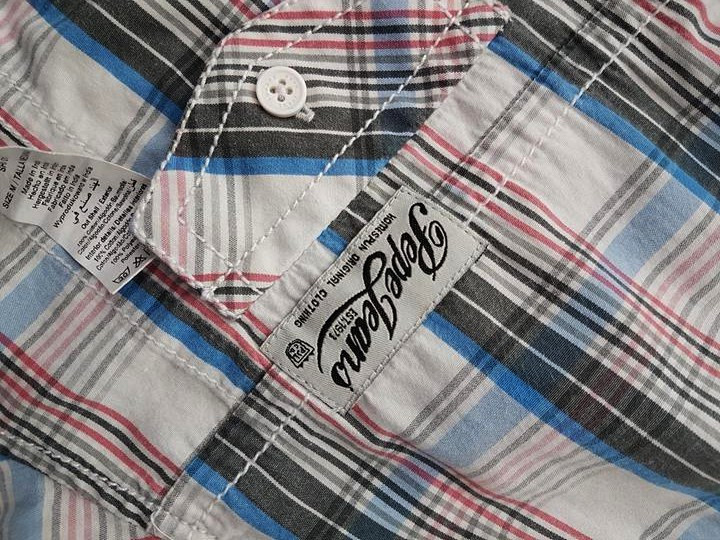 Pepe jeans Rozmiar M Kolor Niebieski Kołnierz Męska Koszula Casual Krótki rękaw Materiał Bawełna 100%