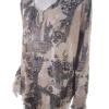 XLNT Rozmiar 46/48 Kolor Beżowy Paisley Keyhole Crew Neck Bluzka Długi rękaw