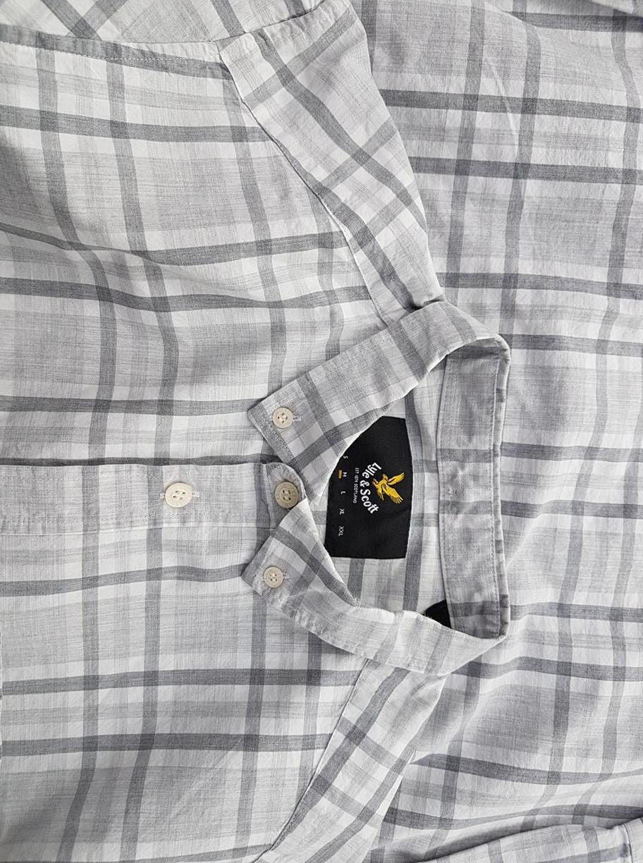 Lyle & Scott Rozmiar M Kolor Szary Kołnierz Męska Koszula Casual Długi rękaw Materiał Bawełna 100%