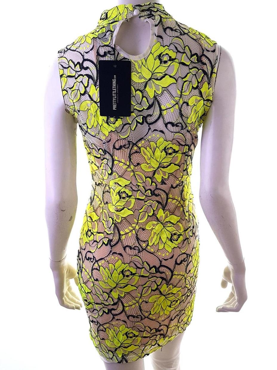 Pretty Little Thing Rozmiar 8 (36) Kolor Limonkowa Zieleń Pół golf Sukienka Bodycon Bezrękawnik Krótka