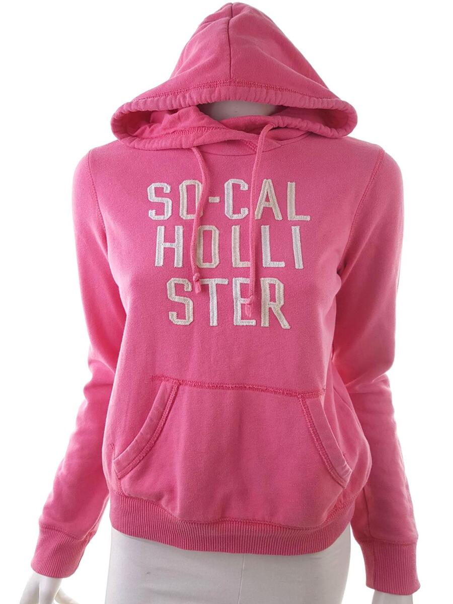 Hollister Rozmiar S Kolor Różowy Bluza z kapturem Długi rękaw Materiał Bawełna