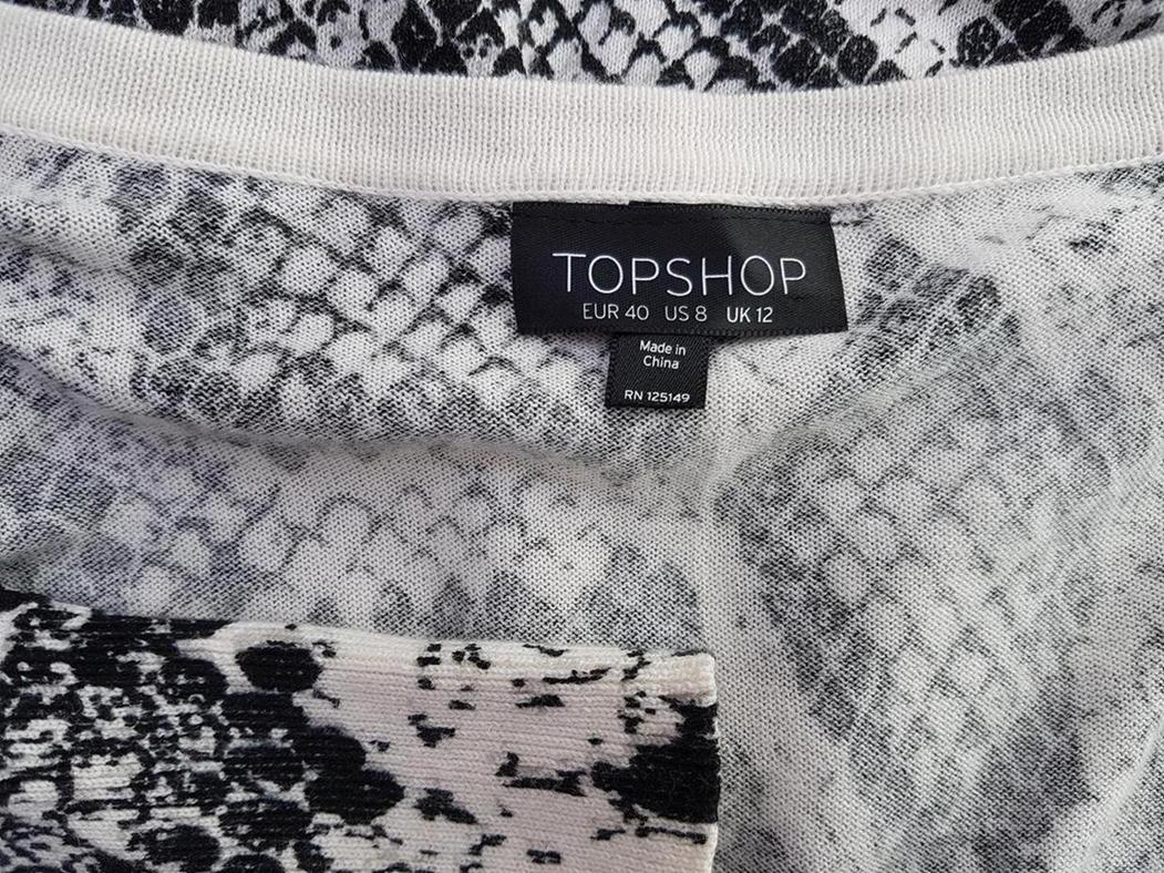 Topshop Rozmiar 40 Panterka W serek Długi Zapinany Kardigan Długi rękaw Cienka dzianina