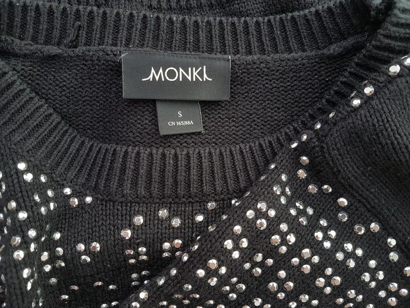 Monki Rozmiar S Kolor Czarny Crew Neck Sweter Długi rękaw Materiał Bawełna Cienka dzianina