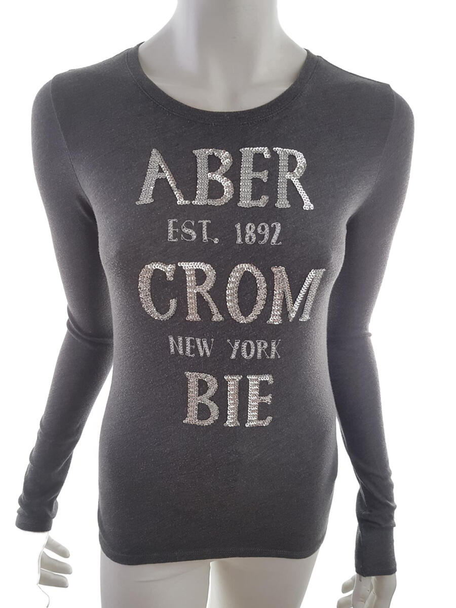 ABERCROMBIE KIDS Rozmiar 15/16 (S) Kolor Szary Crew Neck Bluza Długi rękaw Materiał Bawełna