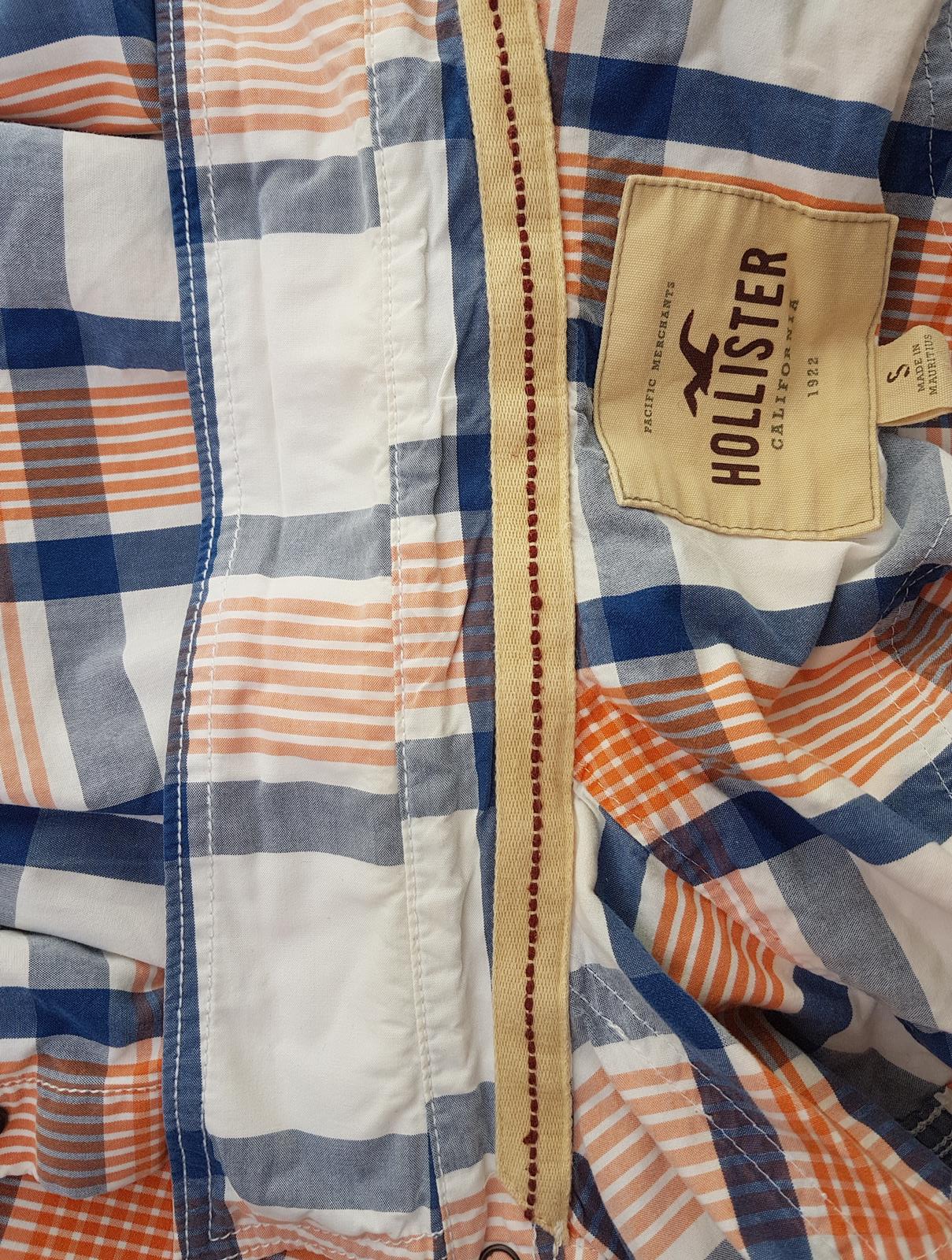 Hollister Rozmiar S Kolor Czerwony Krata Kołnierz Męska Koszula Casual Długi rękaw Materiał Bawełna 100%