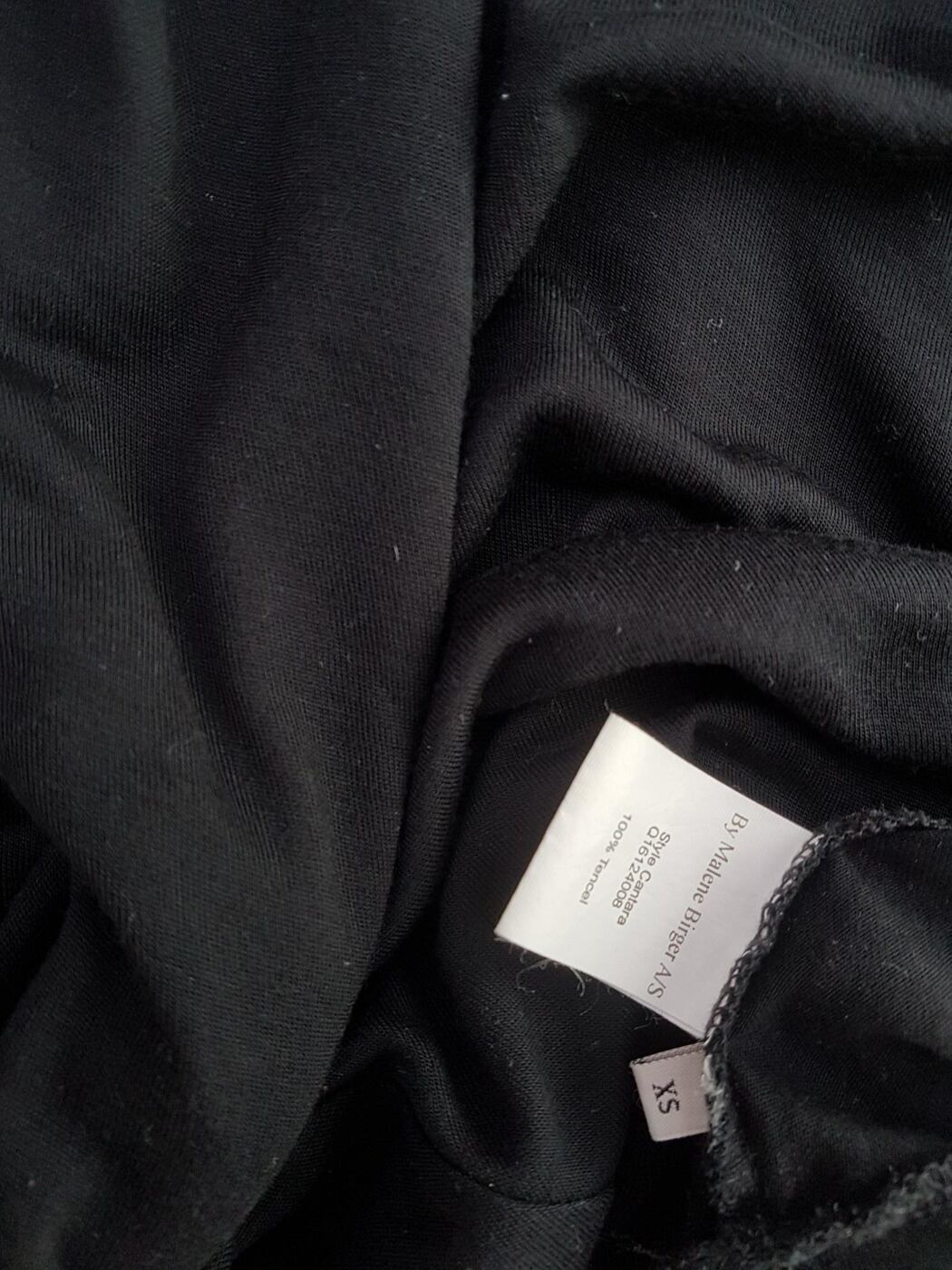 BY MALENE BIRGER Rozmiar XS Kolor Czarny Crew Neck Sukienka Mini Długi rękaw Krótka Materiał Tencel 100%