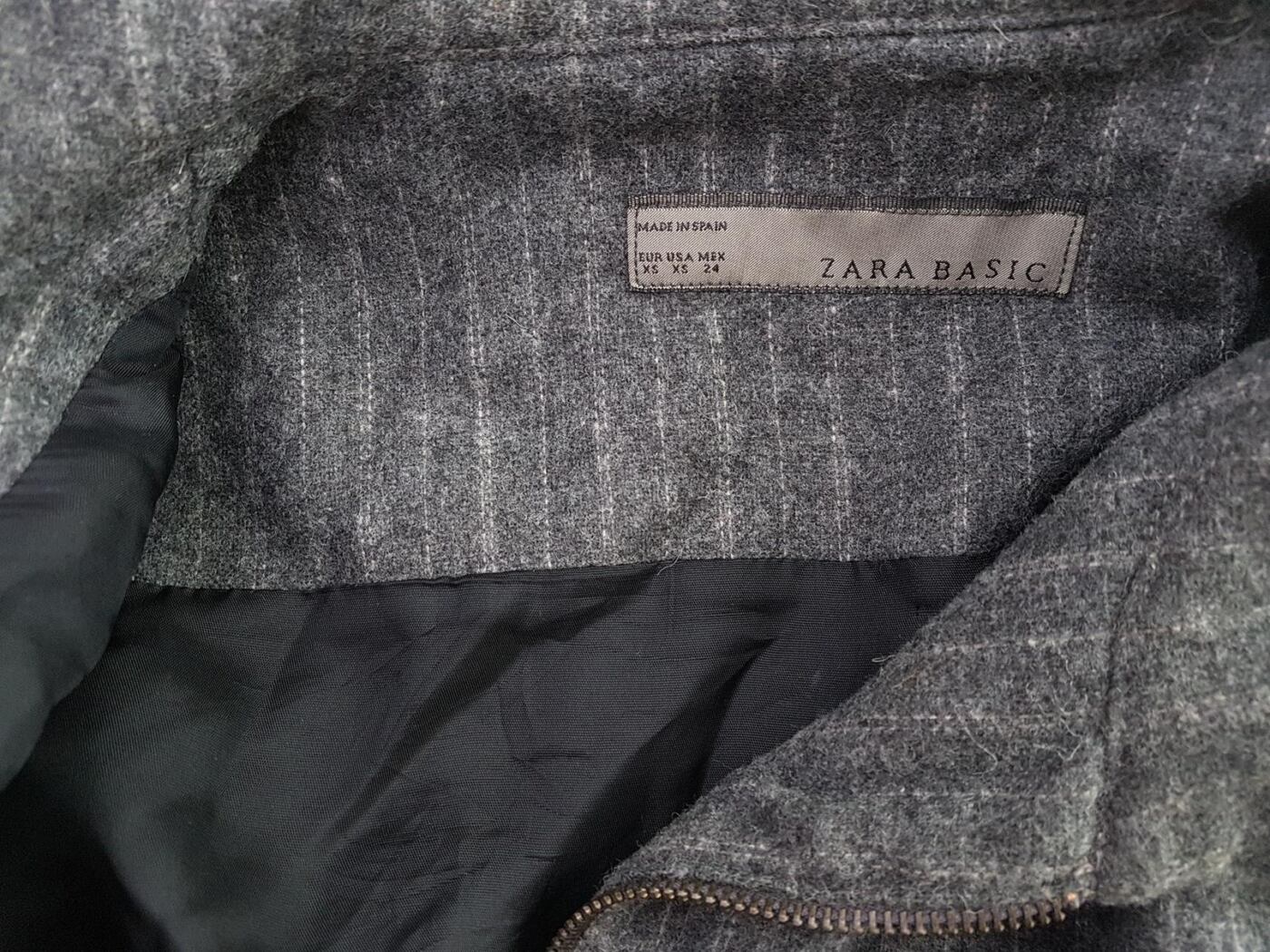 ZARA BASIC Rozmiar XS Kolor Szary Kurtka Długi rękaw Materiał Wełna