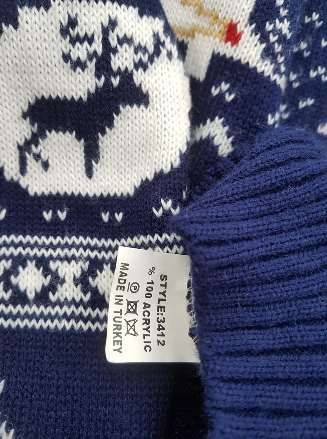 Merry Christmas Rozmiar L/XL Kolor Granatowy Crew Neck Sweter Świąteczny Gwiazdka Długi rękaw Materiał Akryl Gruba dzianina