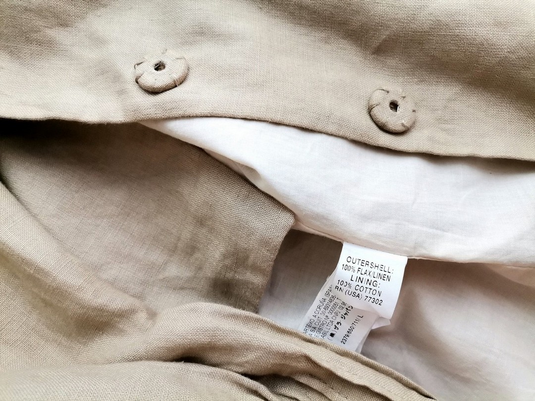 Zara Rozmiar L Kolor Khaki Kołnierz Żakiet Otwarty Rękaw 3/4 Materiał Len 100%