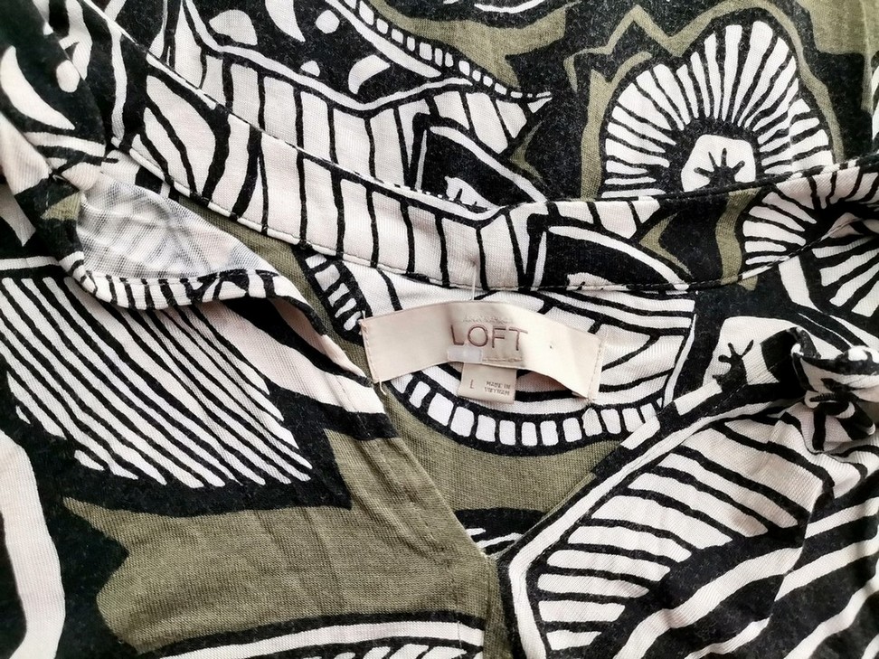 Ann Taylor Loft Rozmiar L Kolor Khaki W serek Sukienka Sheath Krótki rękaw Midi Materiał Rayon