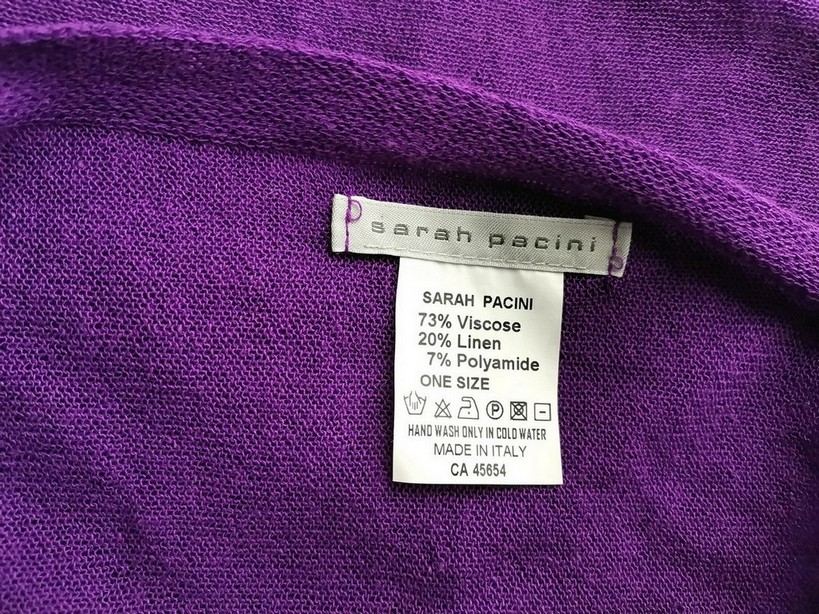 Sarah Pacini Rozmiar ONE SIZE Kolor Fioletowy Drapowany dekolt Sweter Bezrękawnik Materiał Wiskoza Cienka dzianina