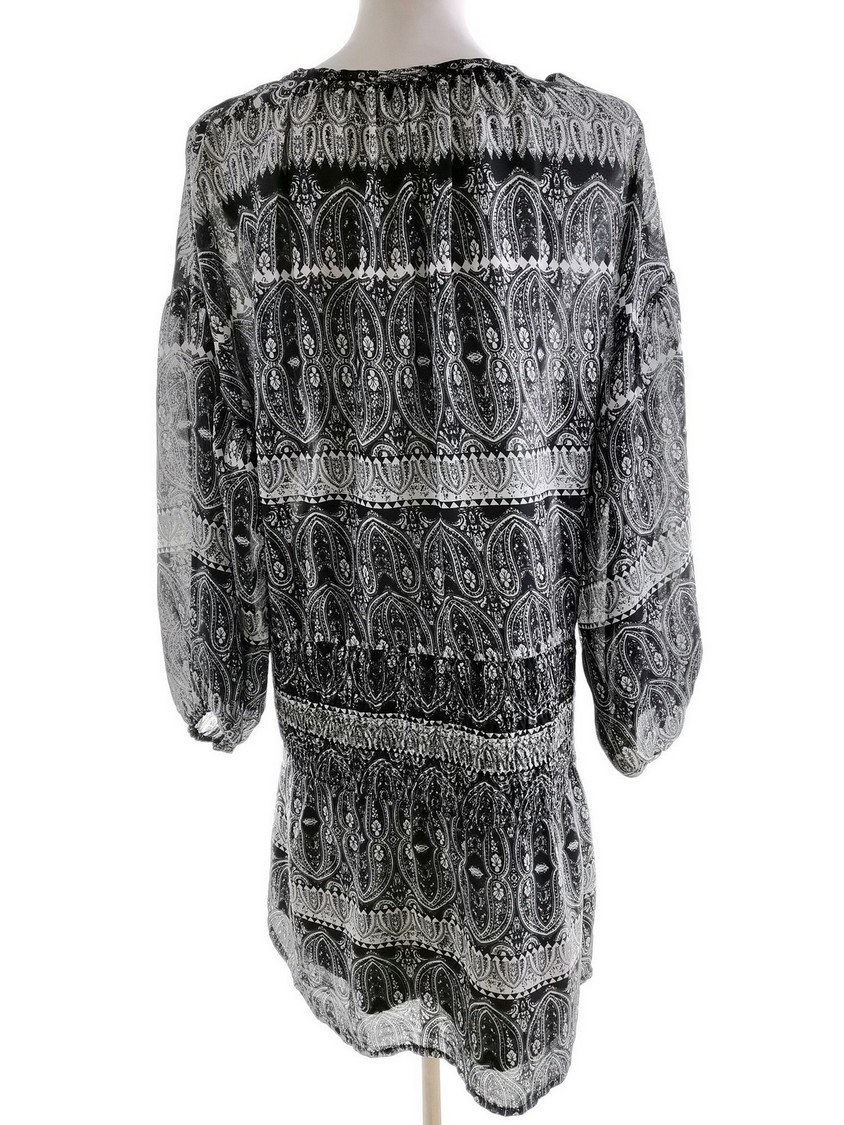 Lindex Rozmiar XS (oversize) Kolor Czarny Split Crew Neck Sukienka Prostokątna Rękaw 3/4 Do Kolan