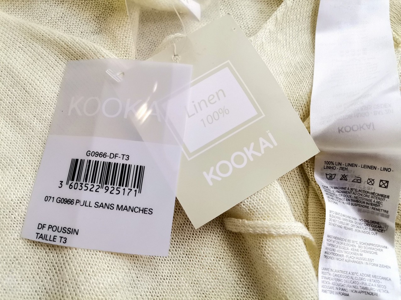 Kookai Rozmiar 3 (40) Kolor Żółty Keyhole Crew Neck Bluzka Bezrękawnik Materiał Len 100%