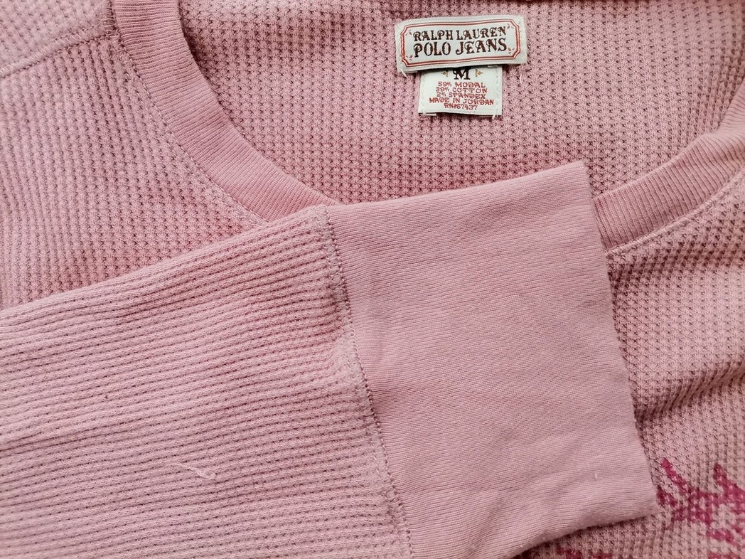 Ralph Lauren Rozmiar M Kolor Pudrowy Róż Crew Neck Bluzka Rękaw 3/4 Materiał Modal