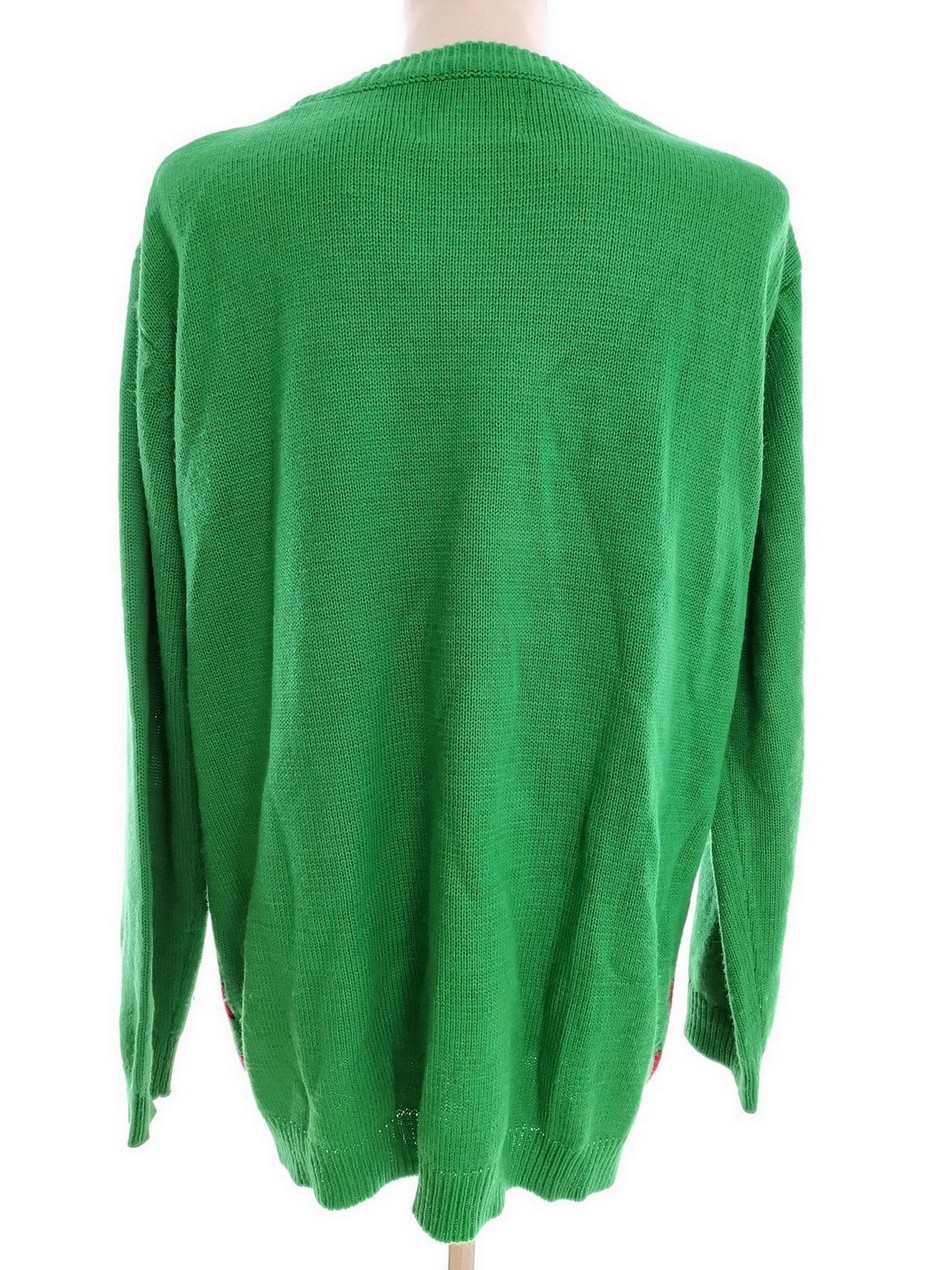 Vintage Rozmiar M Kolor Zielony Crew Neck Sweter Świąteczny Gwiazdka Długi rękaw Materiał Akryl 100% Cienka dzianina